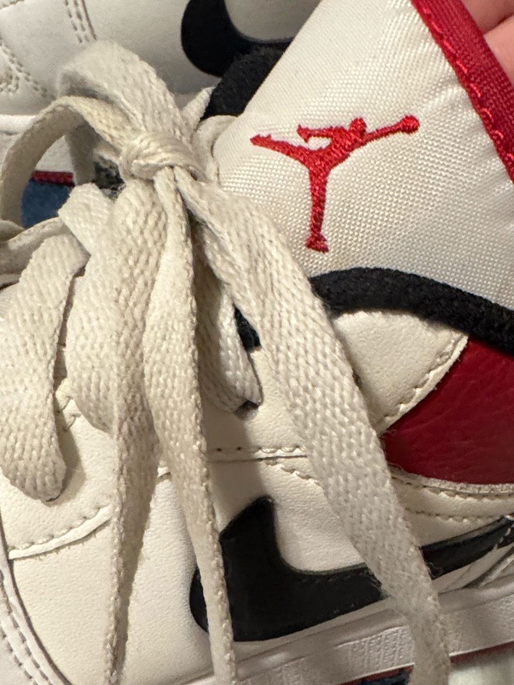 Jordan Low-Top Sneakers in White, Black & Red